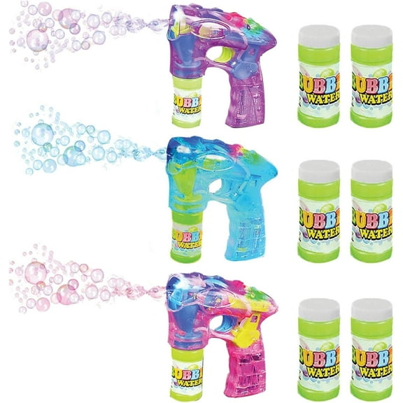 ArtCreativity Bubble Blaster Toy Set of 3 – Light-Up Bubble Guns with Sound Effects, Includes Bubble Solution, Fun Indoor/Outdoor Toy for Kids