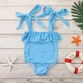 thumbnail image 5 of qolati Toddler Girl Swimsuit Cute Ruffled Sleeveless Bathing Suit Solid Spaghetti Straps One-Piece Swimwear Summer Beach Wear, 5 of 9