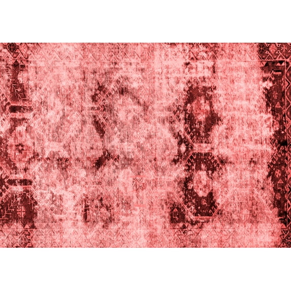 Ahgly Company Machine Washable Indoor Rectangle Abstract Red Modern Area Rugs, 7' x 10'