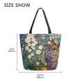 thumbnail image 5 of FORMRS Womens Canvas Tote Bag with Zipper Inner Pocket Shoulder Handbag, White Floral Garden, 5 of 7