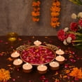 thumbnail image 1 of Gyarsilal's Flower Decorative Tea Light Candle Holder Urli Bowl with Peacock for Home (9.5 Inch), Tea Light Candles and Floating Flowers Handcrafted for Home, Office and Table Decor | Diwali Gift Item, 1 of 7
