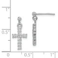 thumbnail image 3 of 925 Sterling Silver Rhodium-plated CZ Cross Post Dangle Earrings; for Adults and Teens; for Women and Men, 3 of 3