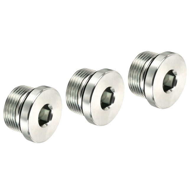 Tapa de ajuste de tubo de cabeza hexagonal interna Uxcell, tapón de socket de acero con rosca macho para terminar el extremo del tubo M24*1.5 3