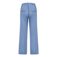 thumbnail image 5 of Zimjoy Men's Cotton Linen Pants Oversized Loose Straight Leg Pants Textured Drawstring Summer Beach Trousers with Large Pockets,Light Blue L, 5 of 6