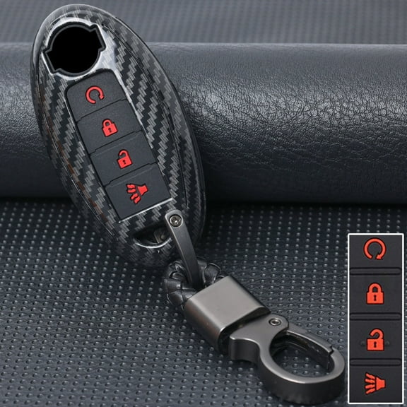 DON'T TOUCH MY KEY Carbon Fiber Car Key Fob Cover Remote Case 4 Button for Nissan Altima Maxima