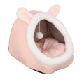 thumbnail image 1 of Lit Grotte en Peluche pour Animal avec Capuchon, Beigne pour Chat, Faux Rose P, 1 of 8