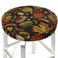 thumbnail image 3 of Picia Vintage Autumn Plants Butterfly Pattern Round Stool Covers Comfy Seat Covers Stretch Removable Washable Chair Slipcover Round Bar Chair Cushion Cover-14 inch, 3 of 7
