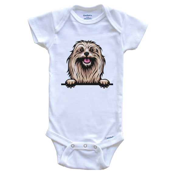 Lhasa Apso Dog Breed Cute Baby Bodysuit, 0-3 months white