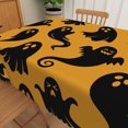 thumbnail image 5 of Duangreer Halloween Rectangle Tablecloth, Orange Black Ghost Print, Waterproof Wrinkle Resistant Table Cover for Party Picnic Indoor Outdoor Decor, 60 x 102 Inch, 5 of 6