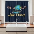 thumbnail image 2 of Ambesonne Book Kitchen Curtains, World Belongs to Readers, 55"x39", Multicolor, 2 of 3