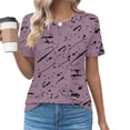 thumbnail image 3 of Tops Cortos para las Mujeres Cuello Redondo Impreso Sudadera Plisada Manga Corta, Tops de Baile para las Mujeres Primavera Verano, 3 of 4