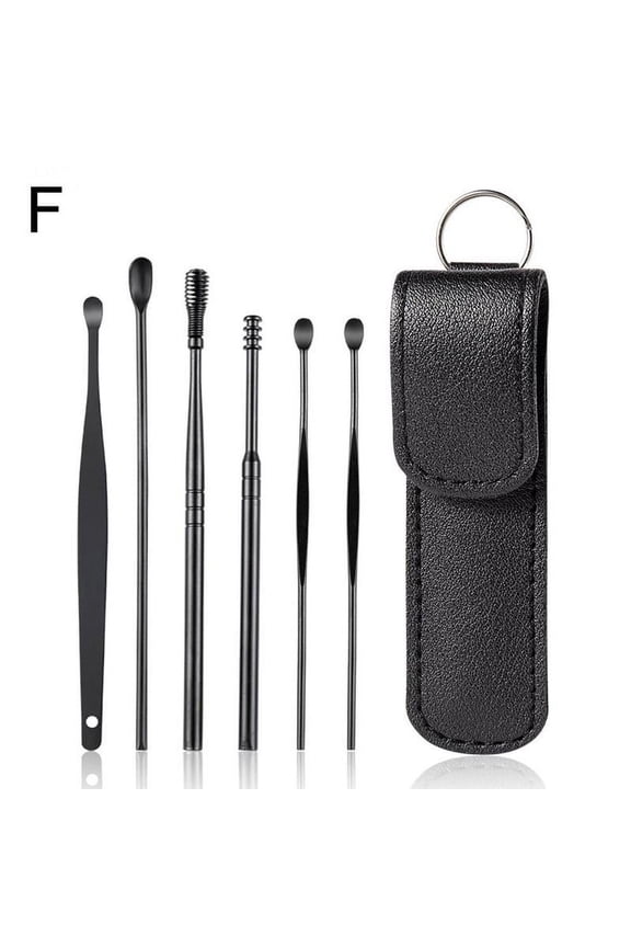 New Multicolor Earwax Removal Kit, Ear Wax Removal 6-in-1 Ear Pick Tools Reusable Ear Cleaner, Steel Ear Pick Set With Keychain Box Utility To Use O0E9