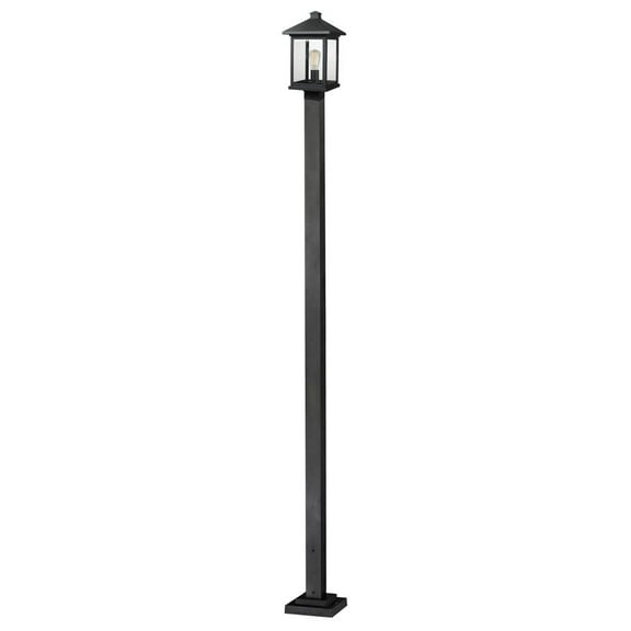 1 Light Outdoor Pier Mount Lantern In Period Inspired Style 9.25 Inches Wide By 27 Inches High Z-Lite 569Phb-553Pm-Bk