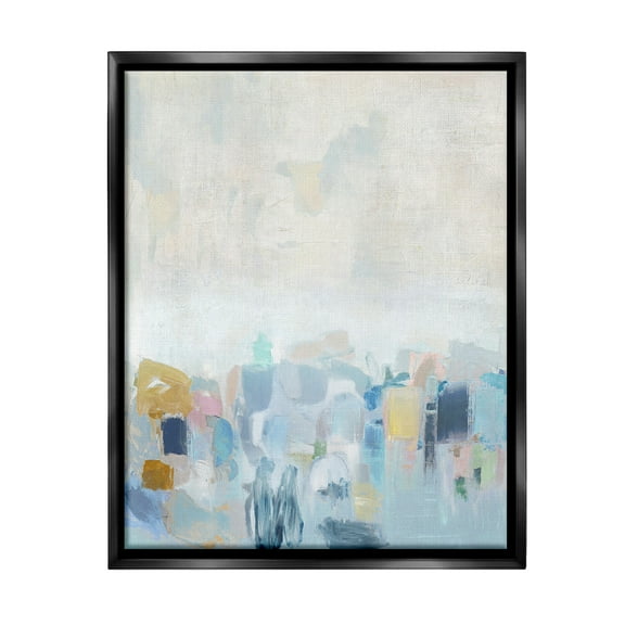 Stupell Industries Blue Abstract Landscape Abstract Painting Black Floater Framed Canvas Art Print Wall Art, 17 x 21
