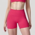 thumbnail image 4 of Women's High Waist Seamless Biker Shorts with Wide Waistband and Stretch Fit for Active Comfort - Large, Fuchsia, 4 of 7