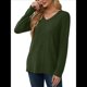 thumbnail image 3 of Blusas de Larga para Mujer, Camisetas con Cuello en V, Suéteres Tipo Túnica Ligeros, Moda Verde Oscuro L, 3 of 9