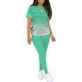 thumbnail image 1 of Innerwin Sweatsuits Gradient Women Jogger Set Jogging Crew Neck Skinny Two Piece Outfit Light Green 3XL, 1 of 4