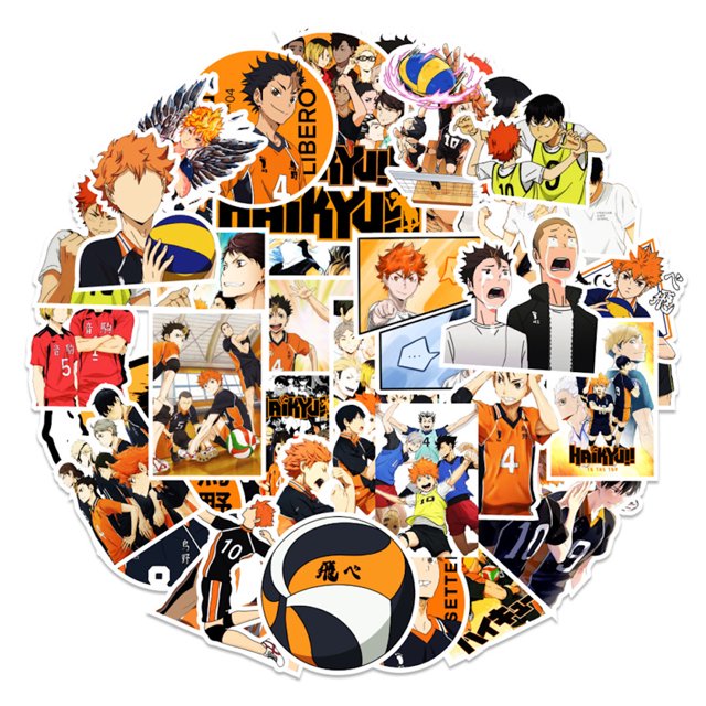 Adhesivo Haikyuus Anime de vinilo PVC impermeable para botella de agua