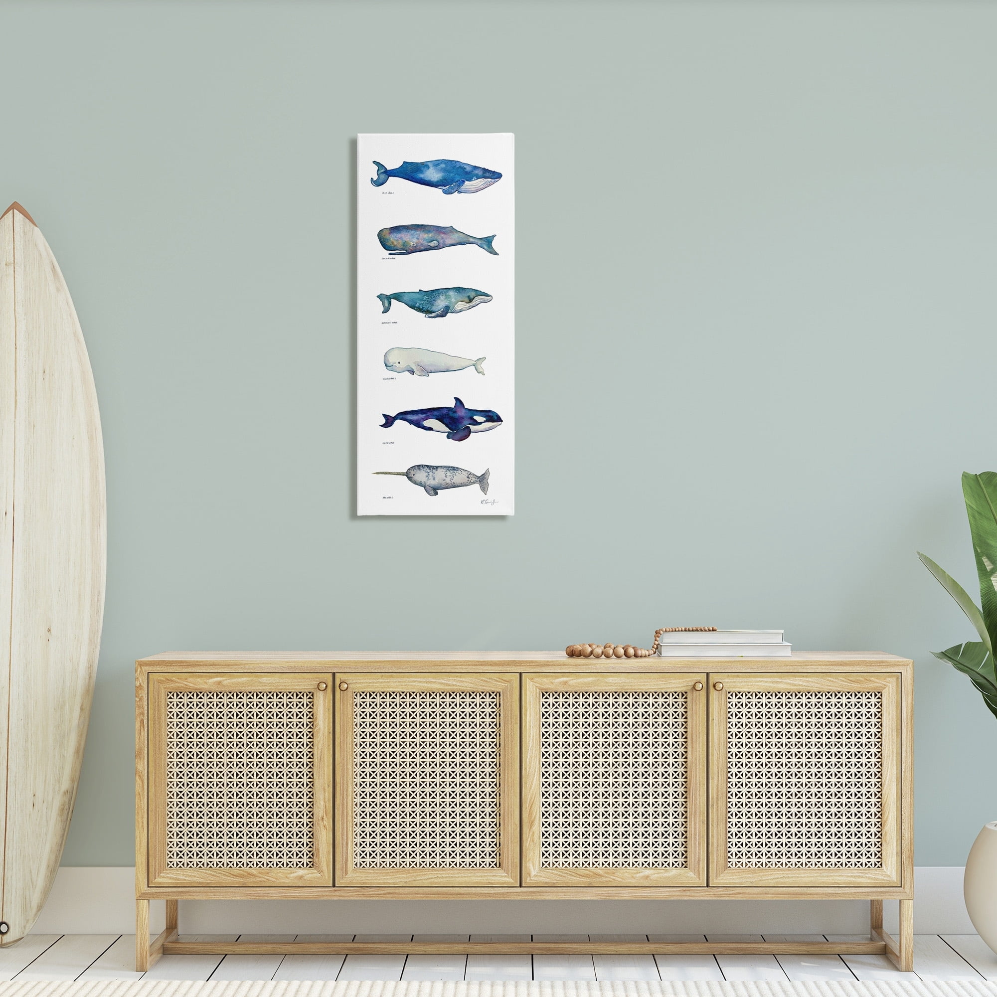 Stupell Industries Maritime Sea Life Ocean Whales Narwhal Chart Diagram , 17 x 40, Design by MB Cunningham
