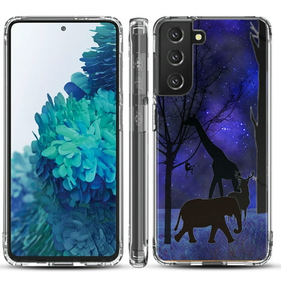 Shockproof Hybrid Bumper Phone Case for Samsung galaxy S21  5G / S21 Plus 5G, by OneToughShield ® - Midnight Safari