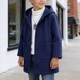 thumbnail image 2 of OJSFQUFP Boys' Hooded Single Breasted Solid Color Elegant Coat Versatile Wool Trench Coat for Toddlers and Preschoolers, 2 of 8