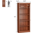 thumbnail image 2 of 5-Shelf Bookcase, Wooden Standing Rack Book Storage Shelves Furniture Selection for Living Room, Bedroom, Home Office (Cherry), 2 of 7