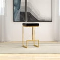 thumbnail image 2 of Filomena Modern Black Velvet Upholstered Tufted Kitchen Gold Metal Bar Stool, 2 of 7