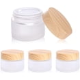 thumbnail image 2 of 50g Frosted Round Glass Jars with Wood Grain Lids - Perfect for Storing Lip and Body Scrubs, Lotions, and More!, 2 of 4
