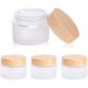 thumbnail image 2 of 50g Frosted Round Glass Jars with Wood Grain Lids - Perfect for Storing Lip and Body Scrubs, Lotions, and More!, 2 of 4