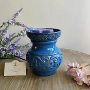 HOSLEY Blue Ceramic Electric Wax Warmer with Wax Melts and Fragrance Oils