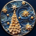 thumbnail image 4 of Linnome Christmas Tree Ornament 3.54 Inch Round Quilled Paper Art Style Hanging Decor, Blue and Golden Swirling Starry Night Design, Luxury Holiday Keepsake for Home Fireplace and Party Decoration, 4 of 7