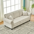 thumbnail image 5 of Newest 86" Modern 3-Seater Sofa with Rolled Arms,Chenille Upholstered Couch with Wood Legs , Nailhead Trim for Living Room, Apartment,Beige, 5 of 9