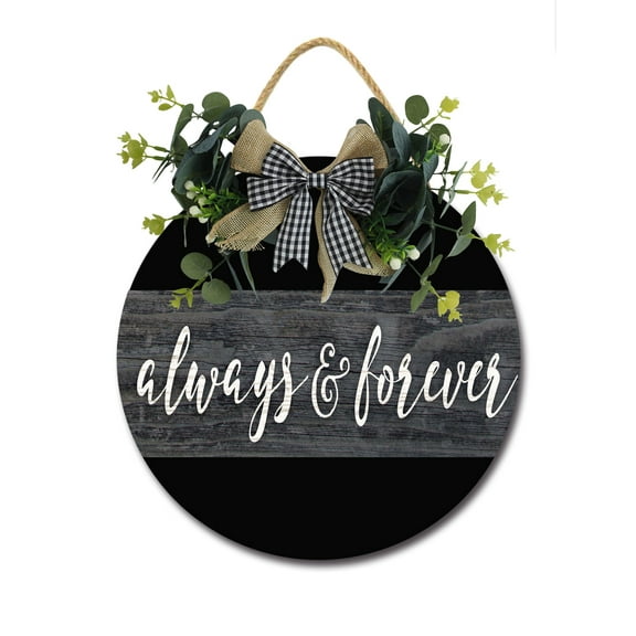 Home Decor Signs Always & Forever Rustic Wooden Wall Art Signs Farmhouse Entryway Signs for Bedroom Living Room Decor, 11 x 11 Inch