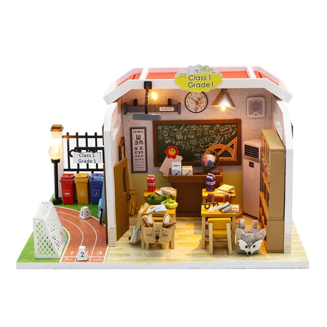 Amdohai Maison de Poupée Miniature Bricolage Mini Kit de Maison avec Lumières Led et Meubles