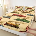 thumbnail image 4 of Castle Fairy Cartoon Construction Truck Full Size Sheets 4-Piece for Toddlers, Cute Excavator Road Sign Bed Sheets for Kids Bedroom Decor, Green Blue Red, 4 of 6