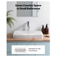 thumbnail image 2 of Semi Recessed Sink, 19.3x12 White Ceramic Vessel Sink, Rectangular Drop In Bathroom Sink, 1-3/4 Inch Drain, Modern Vanity Lavatory Basin, 2 of 6