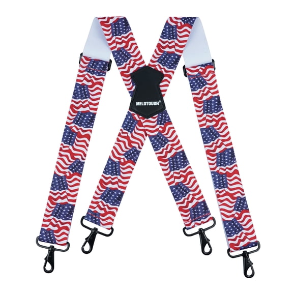 MELOTOUGH Men's Suspender 2 Inch Wide Suspenders Full Elastic X Back Suspender with Snap Hooks