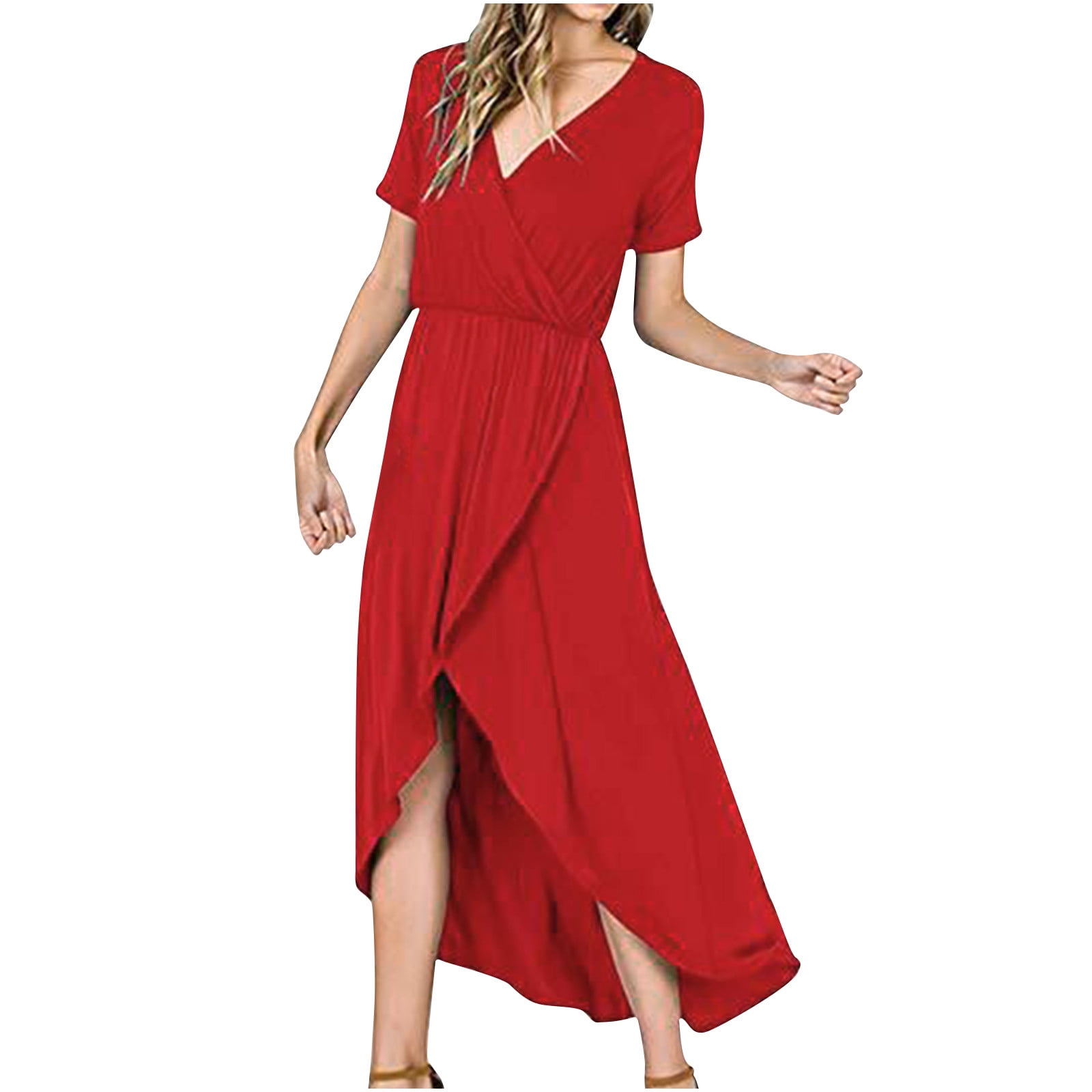 Bigersell Evening Dresses for Women Elegant Fashion Woman V-Neck Short ...