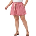 thumbnail image 4 of Agnes Orinda Women's Plus Size Boxer Shorts Ruffle Shorts Elastic Waist Drawstring Summer Casual Lounge Cute Short with Pocket 4X Red, 4 of 6