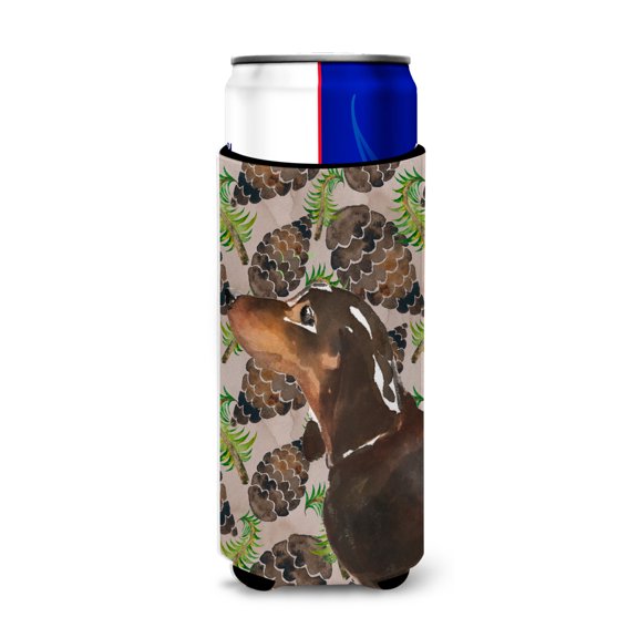 Carolines Treasures BB9580MUK Black and Tan Dachshund Pine Cones Michelob Ultra Hugger for slim cans  Slim Can