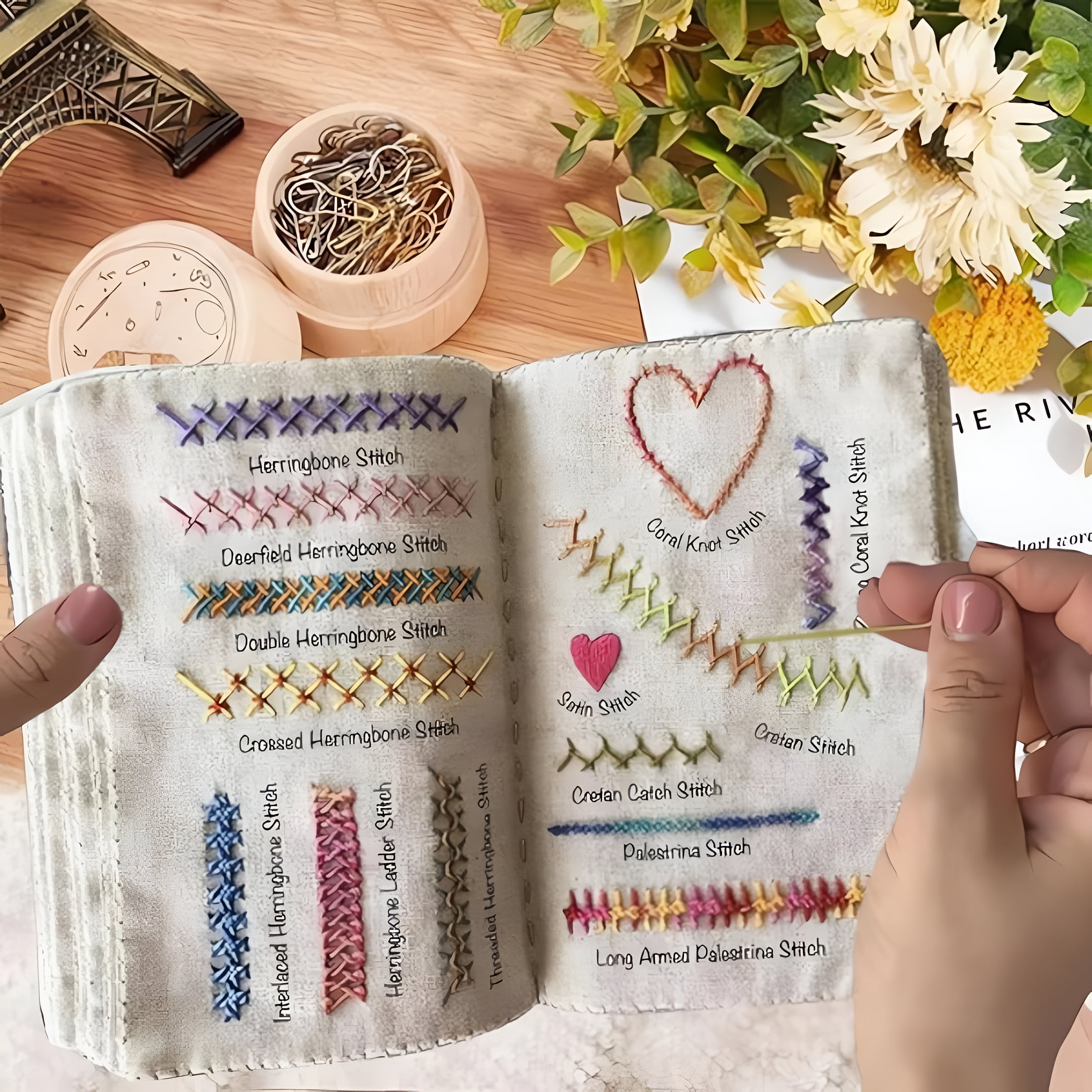 CCOCC 2026 New Embroidery Stitch Book Kit for Beginners,2026 New Beginner Friendly All in One Embroidery Stitch Sampler Book and Sewing Kit for Diy and Sewing Enthusiasts