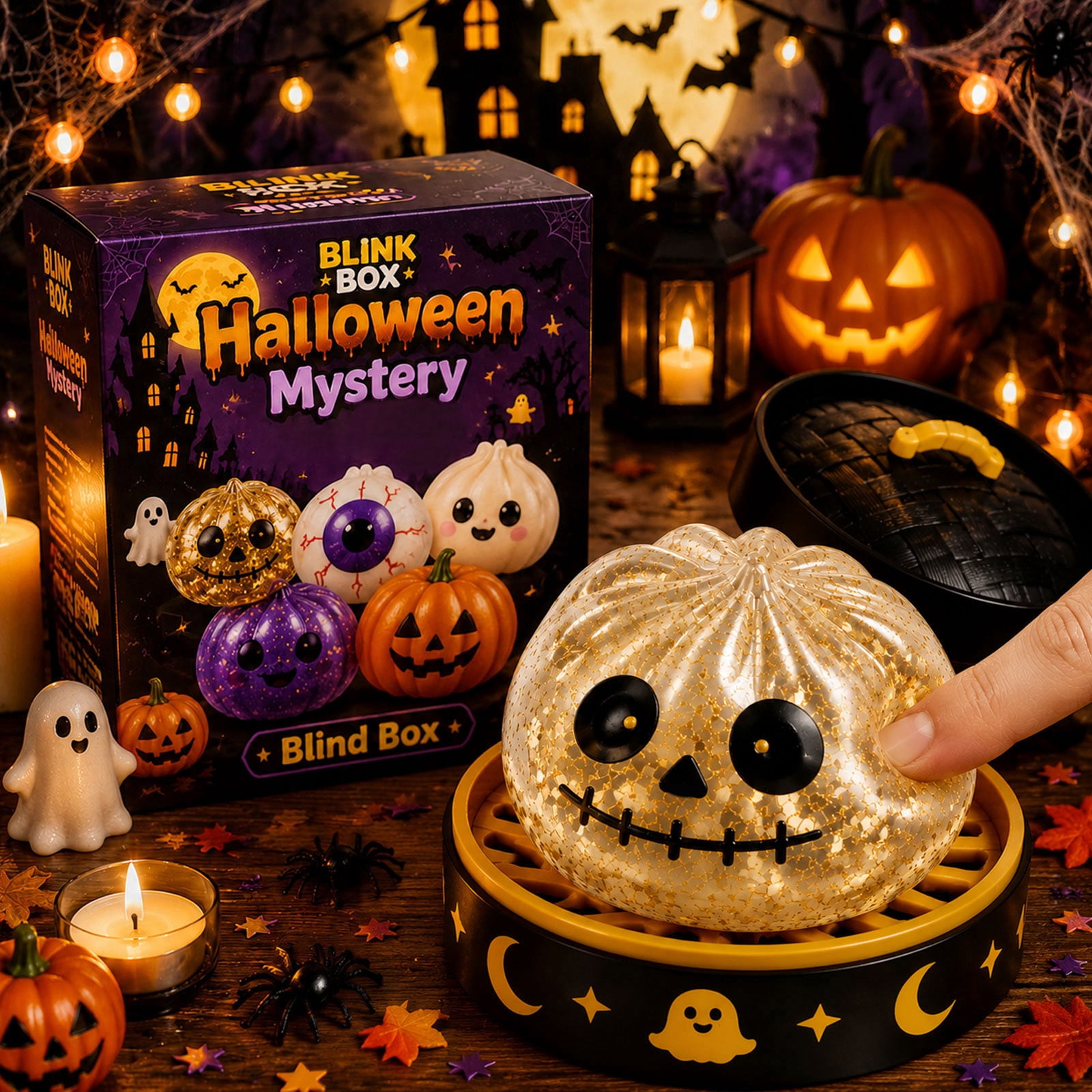 2026 New Halloween Spooky Ghost Dumpling, 3.35Inch Dumplings Squish with Steamer, Ideal Holiday & Birthday Gifts
