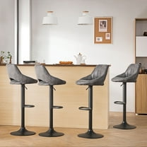 Art Leon Set Of 4 Swivel Bar Stools Faux Leather Height Adjustable Gray