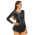 thumbnail image 3 of Haitryli Woman's Ballet Dance Skirted Leotard Spandex Gymnastics Bodysuits Ballerina Costume Black M, 3 of 7