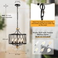 thumbnail image 2 of 4-Light Candle Chandelier Vintage Hanging Lamp for Living Room for Bedroom Hallway Kitchen Dining Room Foyer Matte Black E12 Socket, 2 of 8