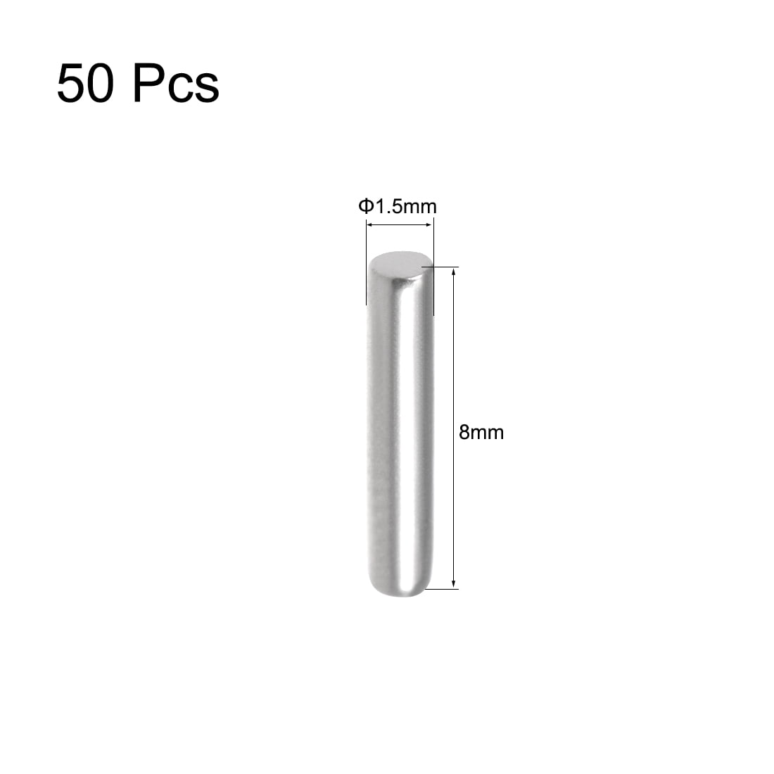 50Pcs 1.5mm x 8mm Dowel Pin 304 Stainless Steel Shelf Pin Fasten Elements 