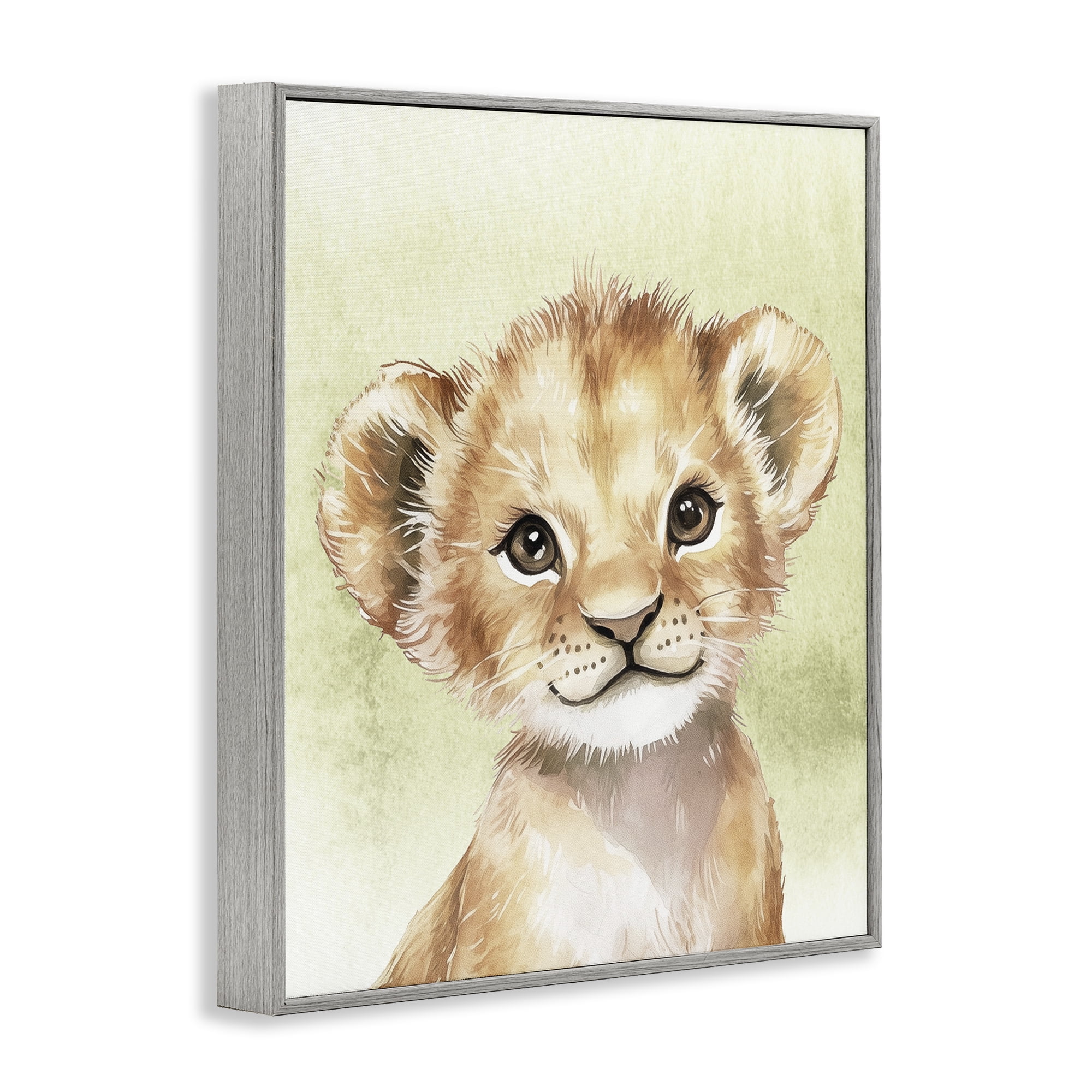 Stupell Industries Jungle Friends Baby Lion Gray Framed Giclee Art, design by Christine Simpson Art