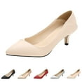 thumbnail image 3 of XIMIN Womens Pointed Toe Kitten Lovely Heel Pumps Low Heel Pointy Toe Slip On Dress Office Shoes Work Wedding Pumps Bridal Heeled Shoes (9, Rose Gold), 3 of 3