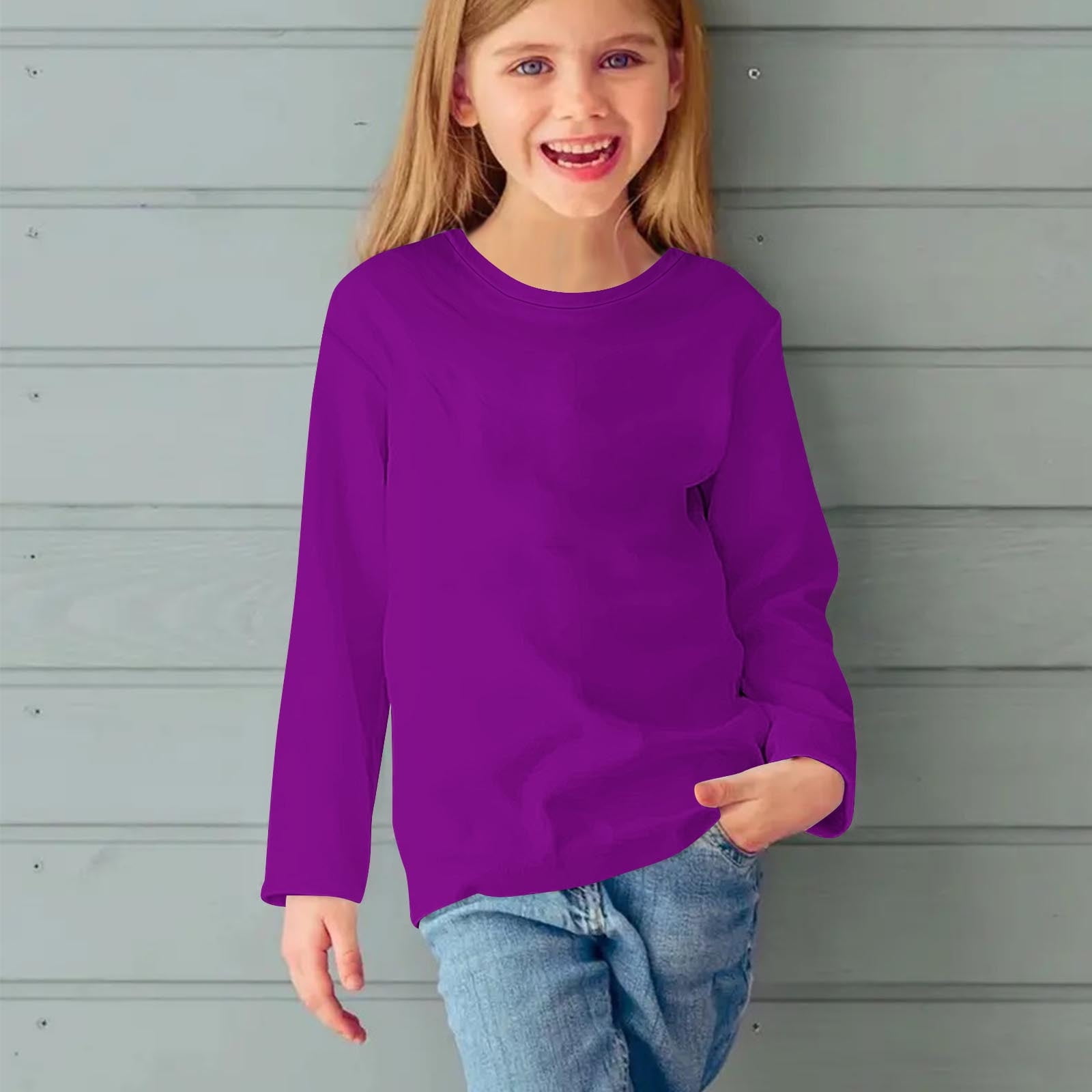 ZyeKqe Boys Girls Long Sleeve Shirts Crewneck Pullover Casual