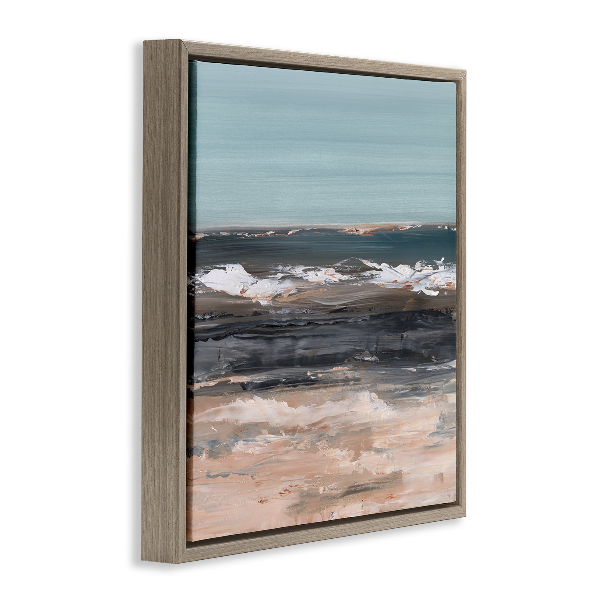 Stupell Industries Gloomy Traditional Beach Landscape & Nature Painting Brown Floater Framed Canvas Art Print Wall Art, 25 x 25